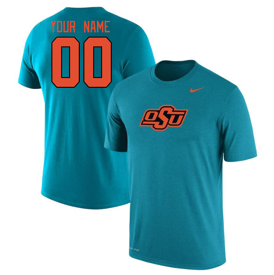 Custom Oklahoma State Cowboys Name And Number College Tshirt-Teal